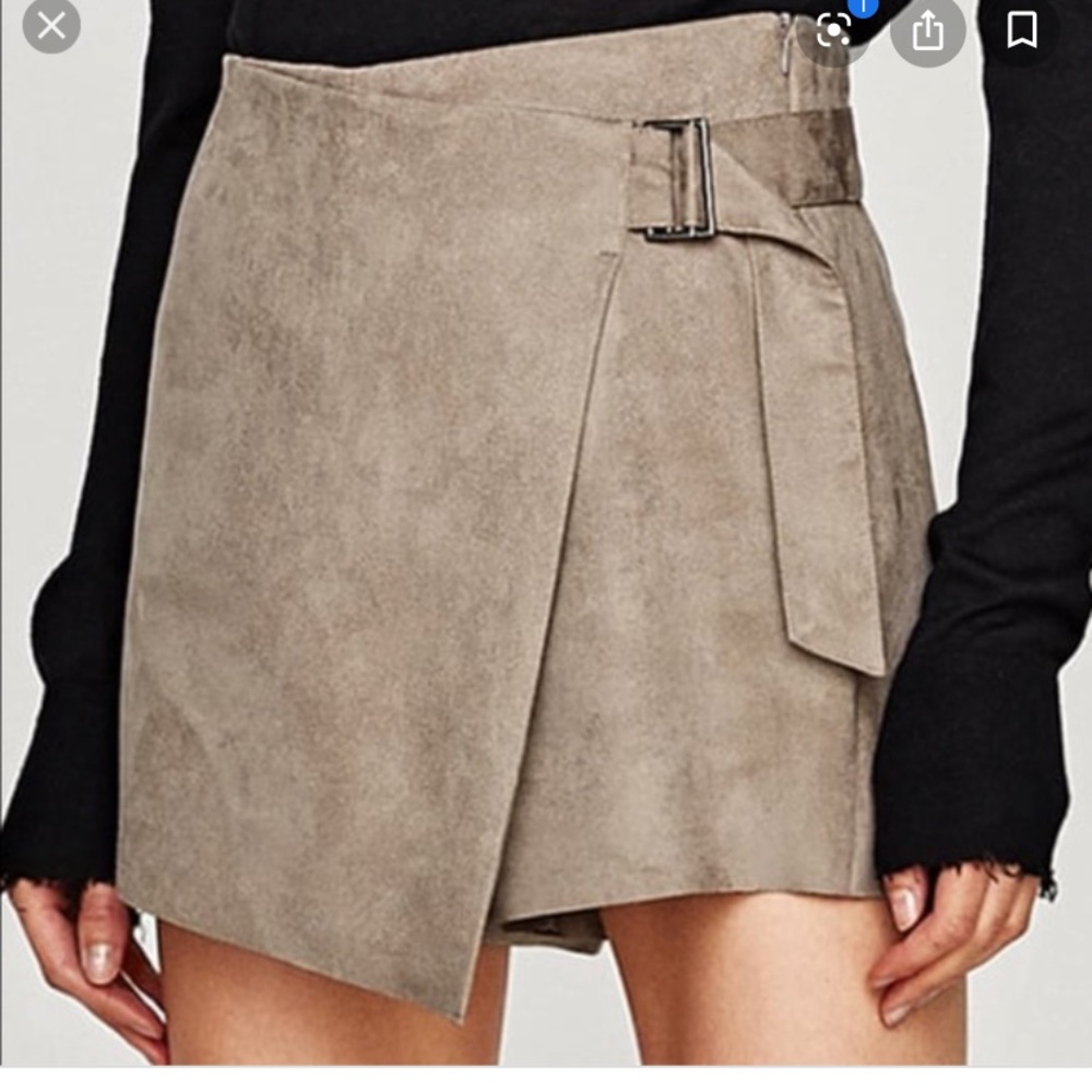 ZARA taupe suede SKORT. Worn once!